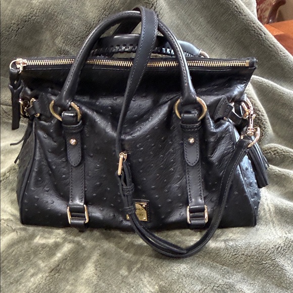 Dooney & Bourke Black Textured Ostrich Satchel - Picture 3 of 6